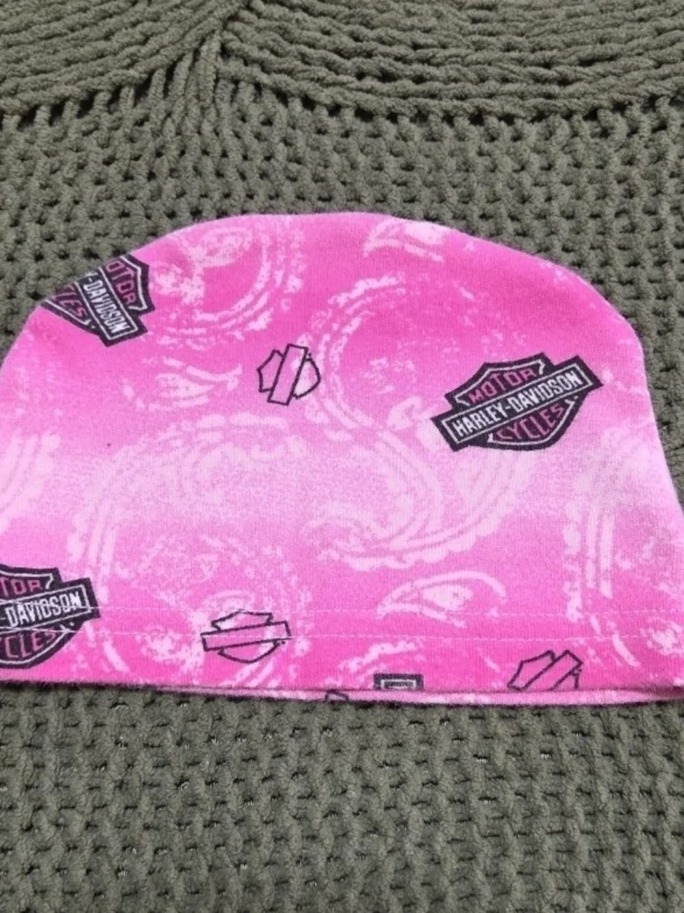 Harley Davidson Baby Hat Beanie Pink Logo Print 3-6 Months